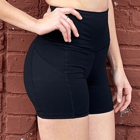 High-Waisted Athletic Shorts with Hip Pockets