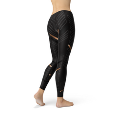 Women's Sports Stripes Black Leggings