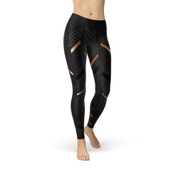 Women's Sports Stripes Black Leggings